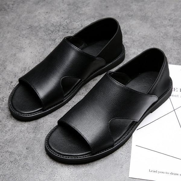 SANDALES EN CUIR NOIR 2025
